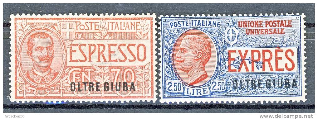 Oltre Giuba 1926 SS 8 Espressi N. 1-2 MNH Cat. € 350 - Oltre Giuba