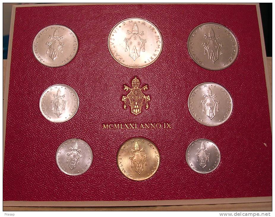 Vatican PAPAL  PAUL VI FOLDER 1971  8 COINS UNC 1 SILVER 500 LIRE RARE - Vatikan