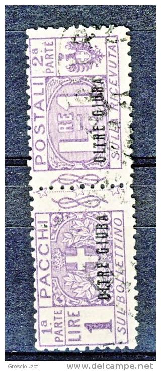 Oltre Giuba 1925 Pacchi SS 9 N. 6 Lire 1 Violetto USATO Cat. € 130 - Oltre Giuba