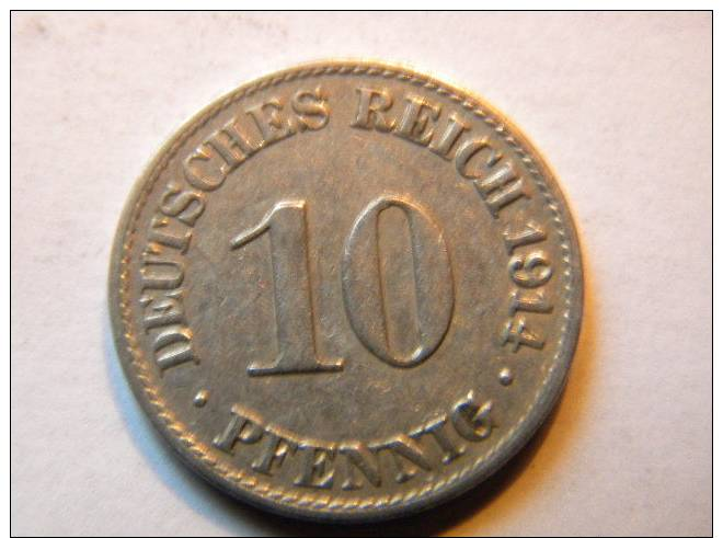 ALLEMAGNE - 10 PFENNIG 1914 A. - 10 Pfennig