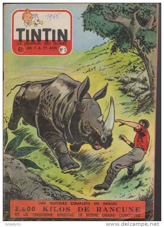 Journal TINTIN - Edition Belge.    1955.  N3.    Couverture  Reding. - Tintin