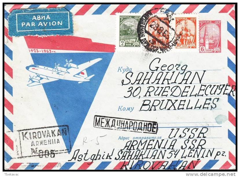 USSR 1963, Airmail Cover Kirovakan To Bruxelles - Cartas & Documentos