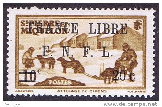 Attelage De Chiens  10 C.  Surchargé «FRANCE LIBRE / F.N.F.L. 20c  »  Yv 274 ** - Neufs