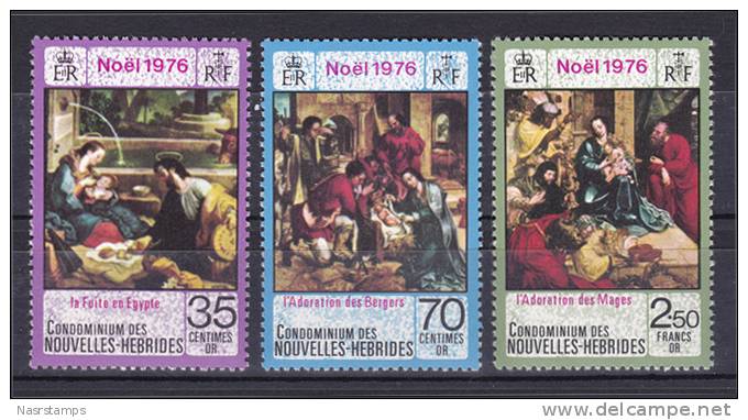 New Hebrides, French - 1976 - ( Christmas - Flight Into Egypt By Francisco Vieira Lusitano ) - Complete Set - MNH (**) - Religión