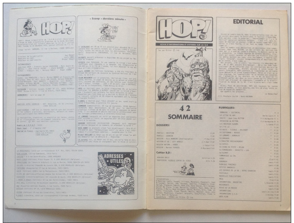 No PAYPAL !! : Hop 42 ! Mitton Super-Héros ,Gabrion ,Russ Manning (Tarzan) Dossier PANDA Toonder ,ERIK Etc..Éo BE ©.1990 - Autre Magazines