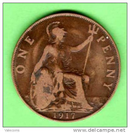 UK UNITED KINGDOM GREAT BRITAIN - 1 Penny - 1917 - KM 810 - VF - D. 1 Penny