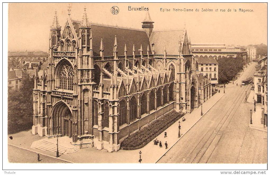 1932- Mercure -N° 340 V3 ?- Cpa- Bruxelles-Tram- Eglise Notre-Dame Du Sablon Et Rue De La Régence - 1932 Cérès Et Mercure