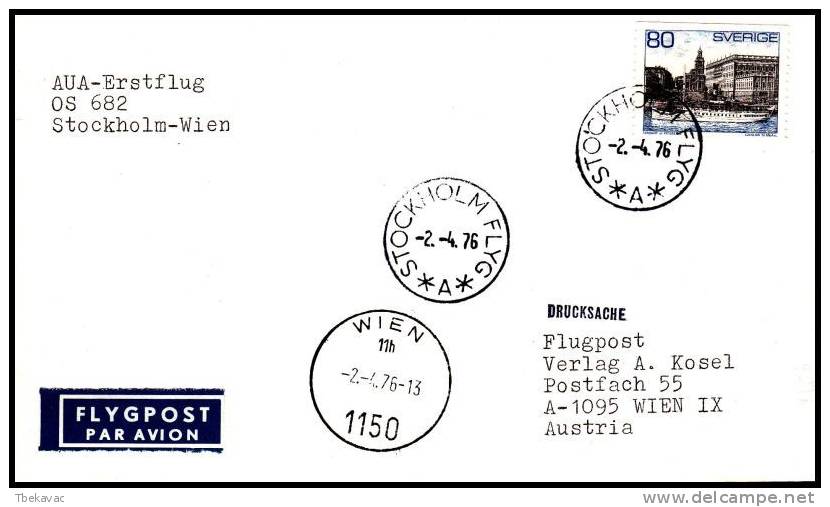 Sweden 1976, Airmail Cover Stockholm To Wien - Gebruikt