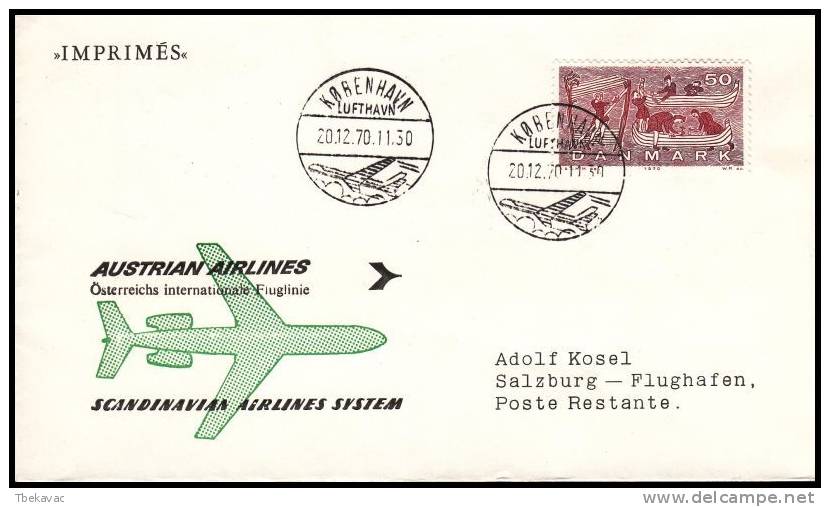 Denmark 1970, Airmail Cover Kopenhagen To Salzburg - Poste Aérienne