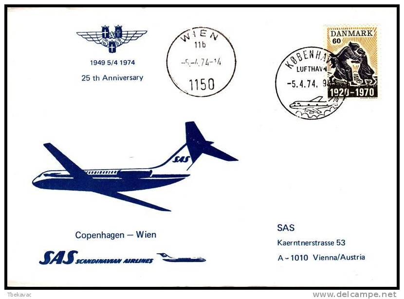 Denmark 1974, Airmail Cover Kopenhagen To Wien - Brieven En Documenten