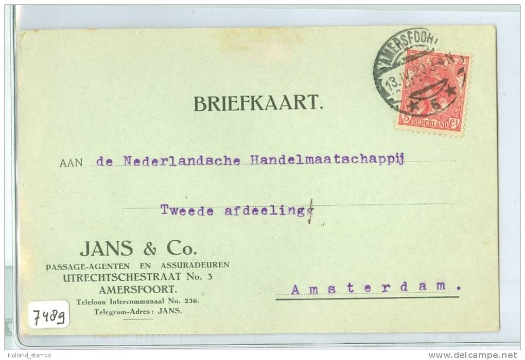 KWITANTIE FISCAAL ZEGEL * Op HANDGESCHREVEN BRIEFKAART Uit 1920 Van AMERSFOORT Naar AMSTERDAM NVPH Nr. 60  (7489) - Revenue Stamps