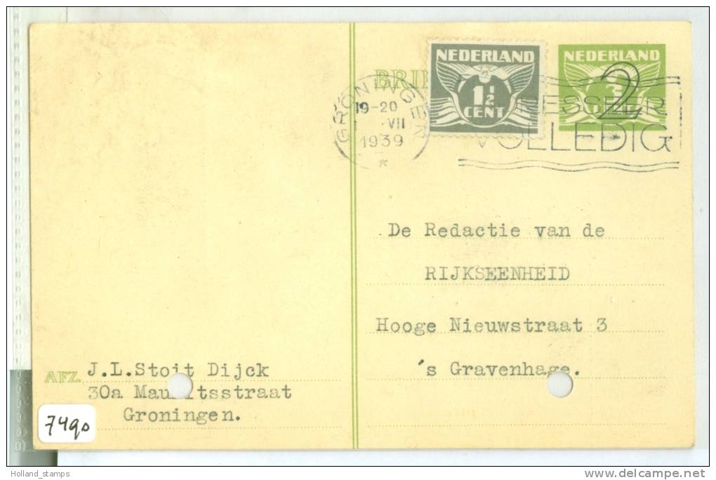 GESCHREVEN BRIEFKAART Uit 1939 Van GRONINGEN Naar DEN HAAG (7490) - Postal Stationery