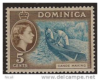 DOMINICA 1954 5c Canoe Making SG 147 HM NP243 - Dominica (...-1978)