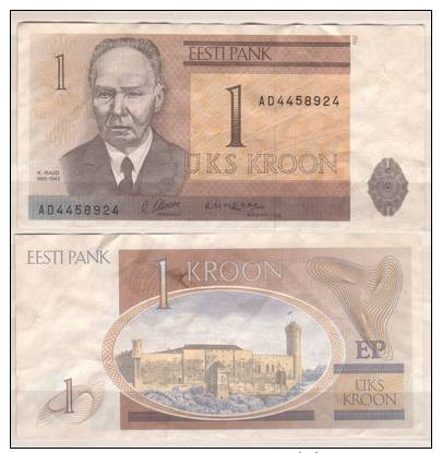 Estland , 1 Kroon, 1992 ,  P-69 , VF - Estland