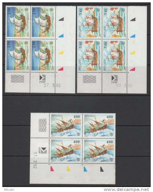 EUROPA MONACO 1991+1992 BLOC DE 4 COINS DATES  (2 Scans) - Sammlungen