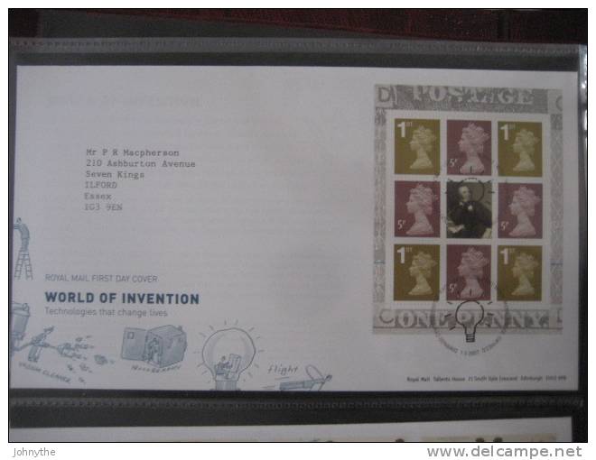 Great Britain 2007 World Of Invention Booklet Pane Fdc - 2001-2010 Decimal Issues