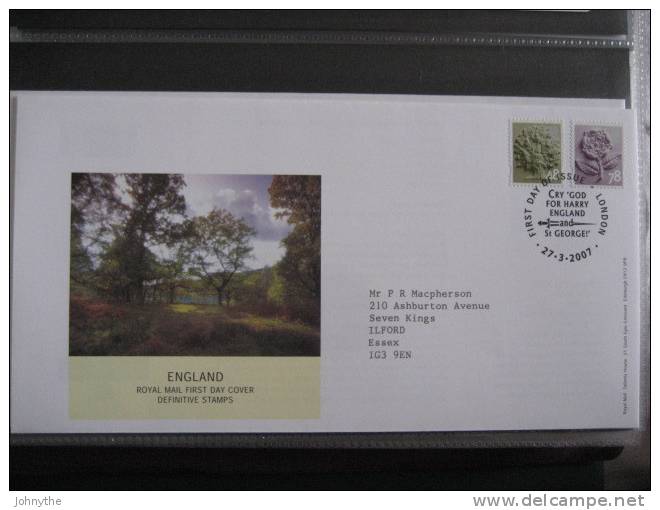 Great Britain 2007 Regional Definitives ENGLAND Fdc - 2001-10 Ediciones Decimales