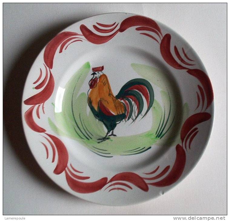 Ancienne Assiette Coq°  - Old  Rooster Plate  - Oud Bord Haan- Hahn Teller (SE368) - Orchies/Moulin Des Loups (FRA)