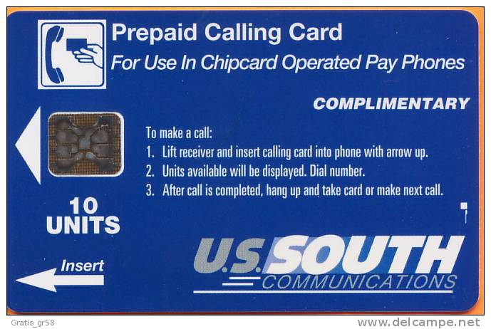 United States - US South, Complimentary, 1st  Card, 10u, Mint - Cartes à Puce