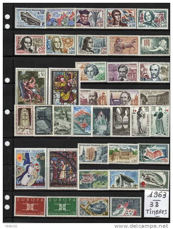 1963 - Année Complète - Neufs ** - 38 Timbres - 1960-1969