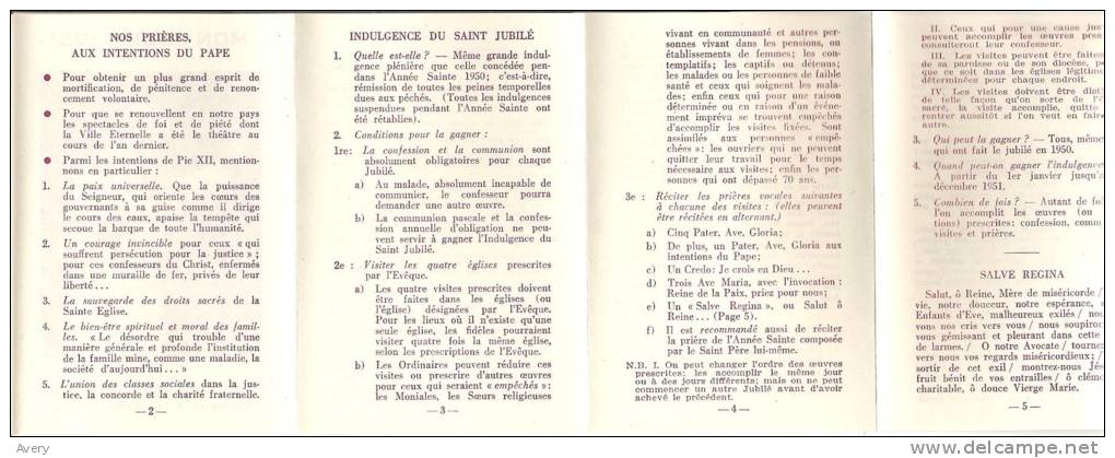 Petit Brochure En Francais Mon Jubile 1951  Les Graces De L'Annee Sainte Etendues A La Terre Entiere - Religion & Esotericism