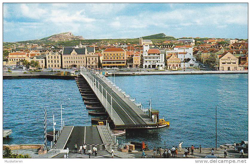 Curacao PPC Willemstad's Famous Pontoon Bridge Brücke Pont Puente Netherlands Antilles West Indies (2 Scans) - Curaçao