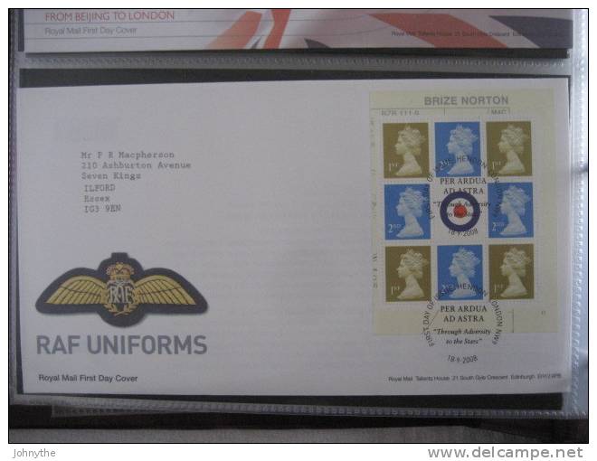 Great Britain 2008 Raf Uniforms Booklet Pane Fdc - 2001-10 Ediciones Decimales