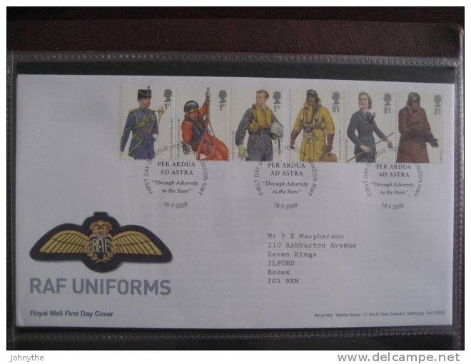 Great Britain 2008 Raf Uniforms Fdc - 2001-2010 Decimal Issues