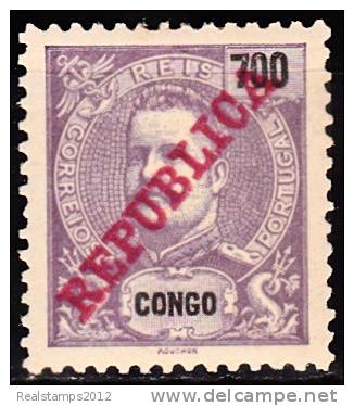 CONGO - 1911-  D. Carlos I, Com Sobrecarga «REPUBLICA»  700 R.   * MH   MUNDIFIL  Nº 74 - Portuguese Congo
