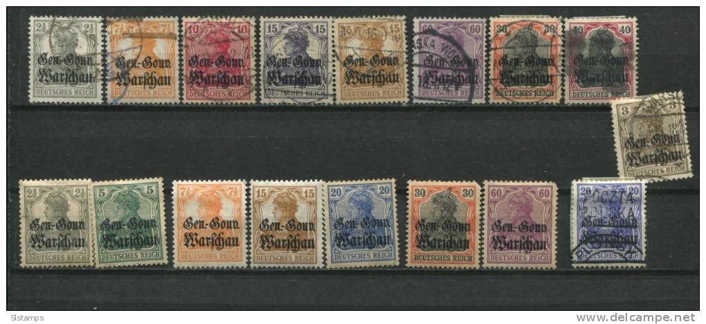 Germany Poland 1916 Accumulation Used/Unused Overprint CV 48 Euro - Used Stamps