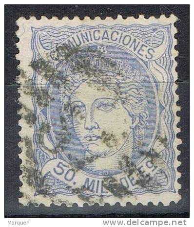 Sello 50 Mils Alegoria 1870, Parrilla Numeral 37 PALMA De MALLORCA, Num 107 º - Used Stamps