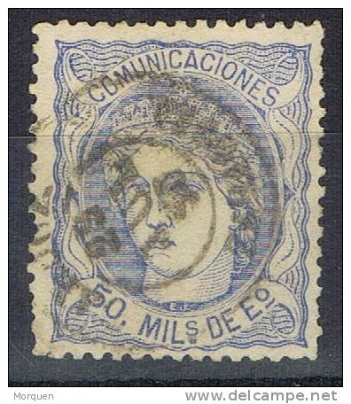 Sello 50 Mils Alegoria 1870, Fechador DAROCA (Zaragoza), Num 107 º - Used Stamps