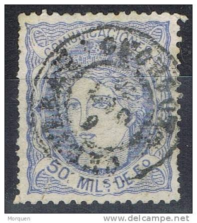 Sello 50 Mils Alegoria 1870, Fechador CERVERA Rio ALHAMA (Logroño), Num 107 º - Usados