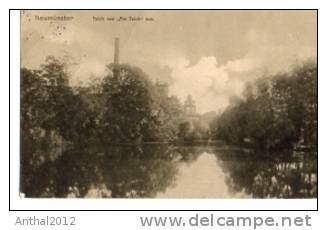 Litho Neumünster Teich Von Am Teich Aus Fabrikgelände Schornstein 23.3.1913 - Neumuenster