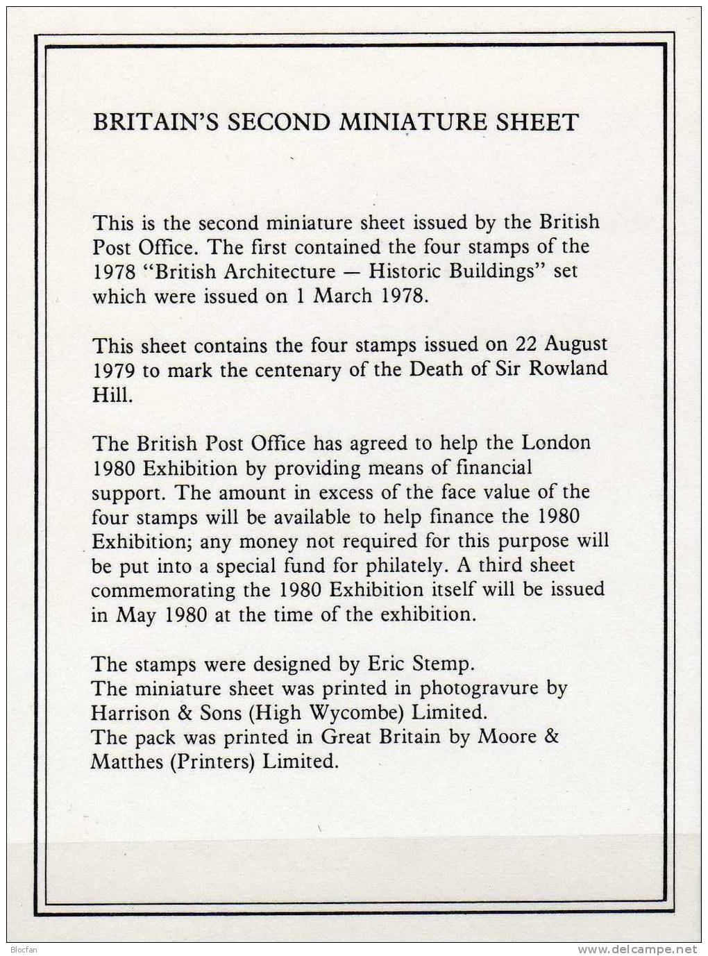 Generalpostmeister Sir Hill In London Großbritannien 804/7+Block 2 Im MH ** 4€ Traditionelle Post-Uniform Bf Sheet Of UK - Philatelic Exhibitions