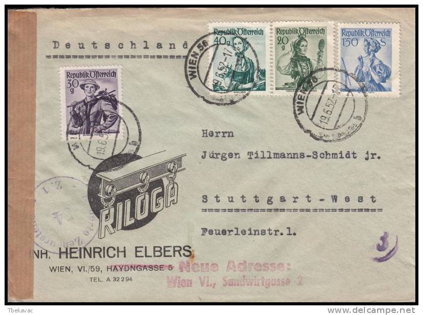 Austria 1952, Cover Wien To Stuttgart "RILOGA", Censorship - Covers & Documents