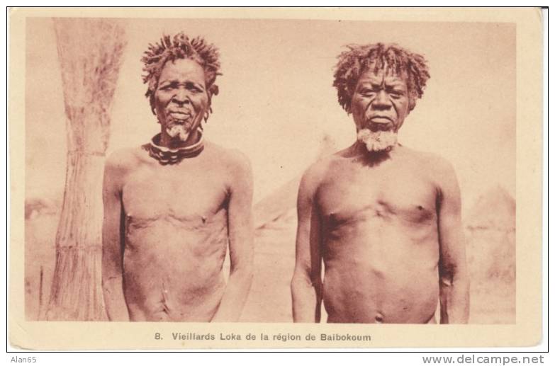 Old Loka Native Men, Baibokoum Chad C1910s/20s Vintage Postcard - Chad