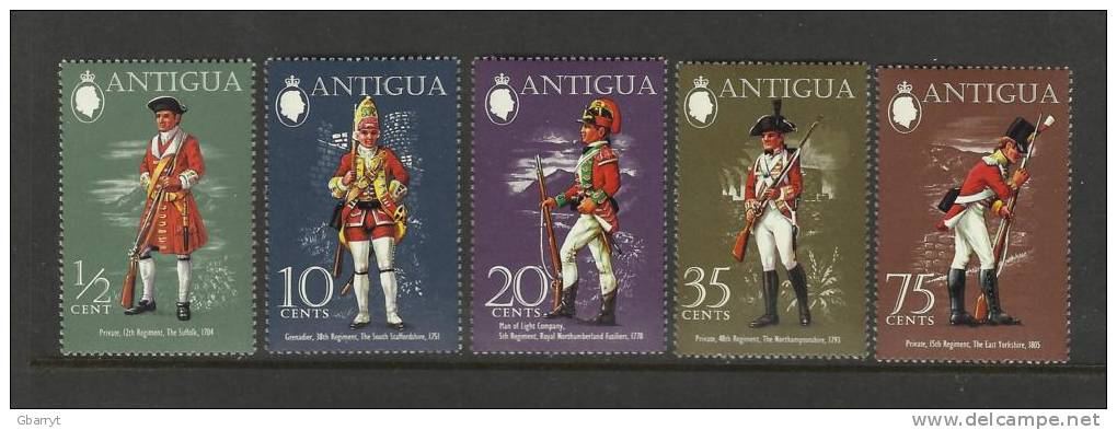 Antigua  Scott #  274 - 278  MNH VF...Military Uniforms........ . ... ......................... .....S55 - 1960-1981 Autonomie Interne