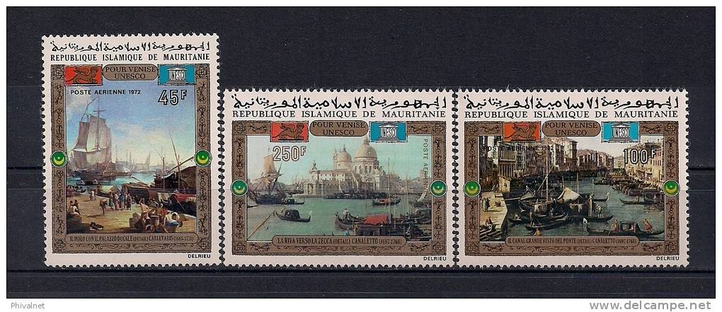 MAURITANIA, YVERT 120/122** AÉREO, TEMA ARTE, PINTURA, UNESCO PRO VENECIA - Mauritanie (1960-...)