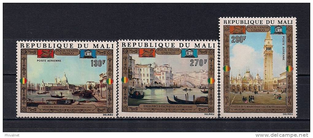 MALI, AÑO 1972, YVERT 142/144** AÉREOS, ARTE, PINTURA,UNESCO, PRO VENECIA - Mali (1959-...)