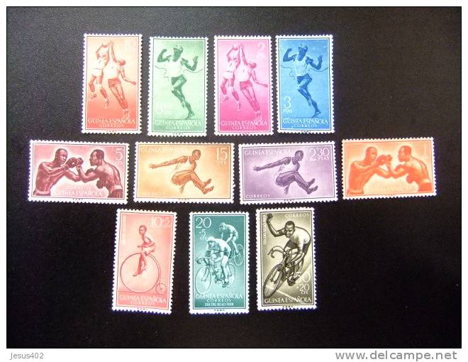 GUINEA ESPAÑOLA Año 1958  DEPORTES  2 SERIES  Edifil Nº 376 / 383 + 395 / 397  (*) - Guinea Española