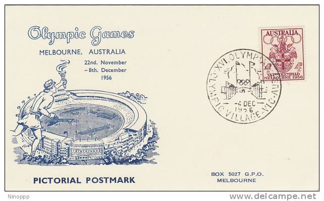 Australia 1956 Melbourne Olympic Games, The Village Entrance, Souvenir Card - Ete 1956: Melbourne