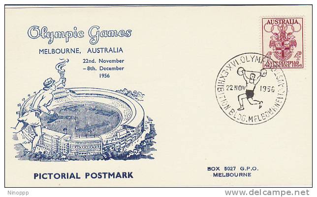 Australia 1956 Melbourne Olympic Games, Weight Lifting, Souvenir Card - Ete 1956: Melbourne