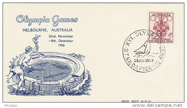 Australia 1956 Melbourne Olympic Games, Yachting,postmark On Souvenir Card - Sommer 1956: Melbourne