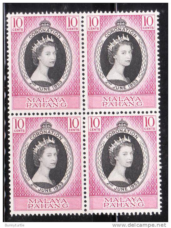 Malaya Pahang 1953 Coronation Issue Omnibus Blk 4 MNH - Pahang