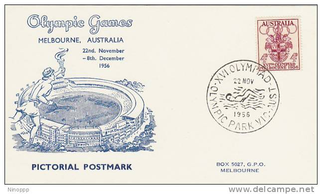 Australia 1956 Melbourne Olympic Games,Mens Swimming, Souvenir Card - Sommer 1956: Melbourne