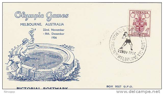 Australia 1956 Melbourne Olympic Games,Putting The Shot, Souvenir Card - Sommer 1956: Melbourne