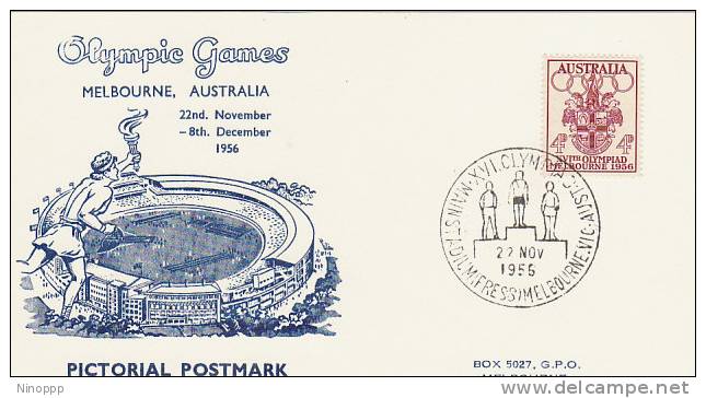 Australia 1956 Melbourne Olympic Games,Winners Rostrum, Souvenir Card - Estate 1956: Melbourne