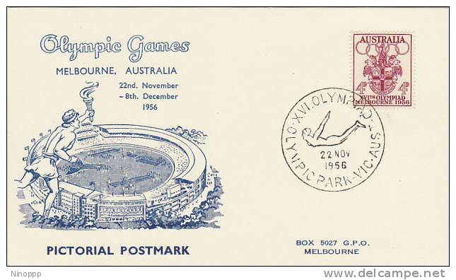 Australia 1956 Melbourne Olympic Games,Womens Diving, Souvenir Card - Sommer 1956: Melbourne