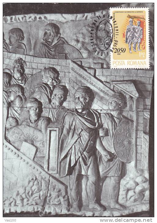 ARCHEOLOGY, LA COLONNE DE TRAIAN. DACES SE PREPARENT A DEFENDRE LEUR FORTERESSE,CM, MAXICARD,CARTE MAXIMUM,1980, ROMANIA - Vor- Und Frühgeschichte